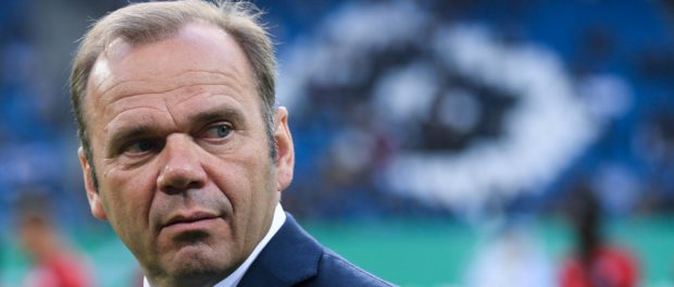 HAMBURG GERMANY APRIL 23 CEO Bernd Hoffmann of Hamburger Verein looks on prior to the DFB Pokal
