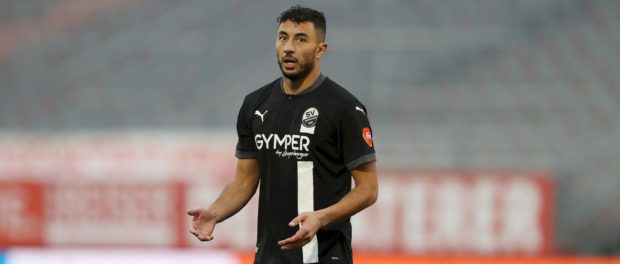 2. Bundesliga; FC Wuerzburger Kickers - SV Sandhausen; 06.12.2020 Aziz Bouhaddouz ( 11, SV Sandhausen) (DFL/DFB REGULATI