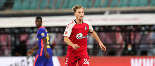 Lino Tempelmann (SC Freiburg,34) - 1 Fussball Bundesliga Saison 2020-2021 Punktspiel RB Leipzig vs. SC Freiburg in der R