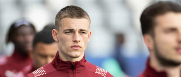 28.03.2021, Koper, Stadion Bonifika, UEFA EC U21, U 21 - Group Phase: Croatia- Switzerland, Miro Muheim of Switzerland K