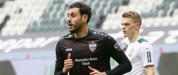 Fußball Bundesliga , Borussia Mönchengladbach vs. VfB Stuttgart , Hamadi Al Ghaddioui ( VfB ) Gemäß den Vorgaben der DFL